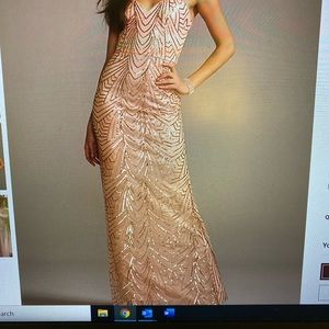 David’s Bridal Geometric Sequence Dress Rose Gold